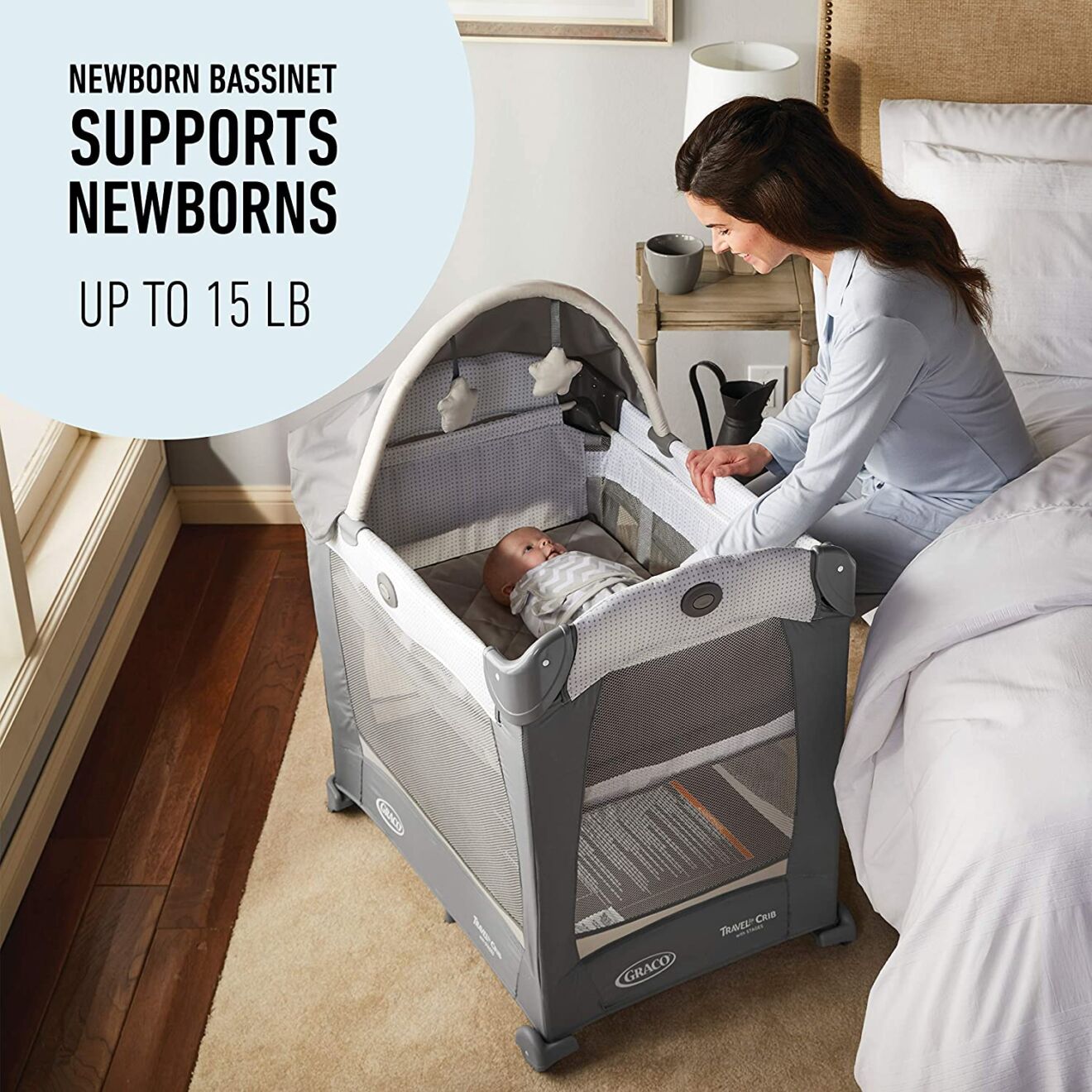 Graco Travel Lite Crib | Travel Crib Converts from Bassinet to Playard, Manor | The Storepaperoomates Retail Market - Fast Affordable Shopping