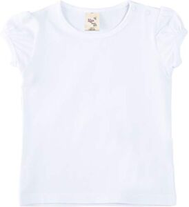 Lilax Baby Girls’ Basic Short Puff Sleeve Round Neck T-Shirt 12-18M White