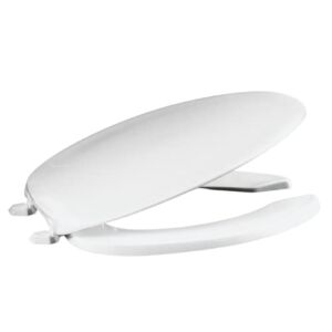 Centoco 620-001 Elongated Plastic Toilet Seat, Open Front with Cover, Heavy Duty Hinge, Regular Duty Residential or Light Weight Commercial Use, White
