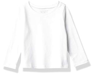 The Children’s Place baby girls And Toddler Long Sleeve Basic Layering T-shirt T Shirt, White, 9-12 Months US