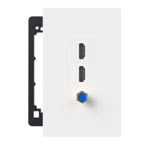 diyTech Premium Coax HDMI Wall Plate, 1 Port TV Coax F Type & 2 Port HDMI Keystone Wall Outlet, Female to Female, White Wall Decorative Plate, HDMI a Coaxial Cable TV, w/Low Voltage Mounting Bracket