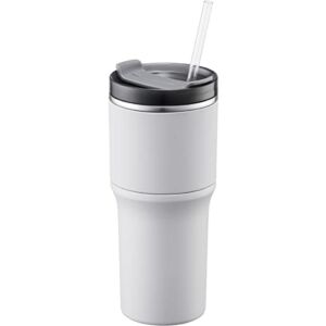 LocknLock Metro Tumbler Stainless Steel Double Wall Insulated with Handle, Lid, 16 oz, Off White