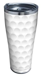 Tervis Golf Ball Texture Stainless Steel Insulated Tumbler with Clear and Black Hammer Lid, 30oz, Silver