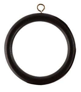 Brainmart Wooden Curtain Rings with Clips 2.6 inches, Black Curtain Rings with Detachable Clip for Bathroom/Shower, Glass Finish Set of 50 Pcs, Black