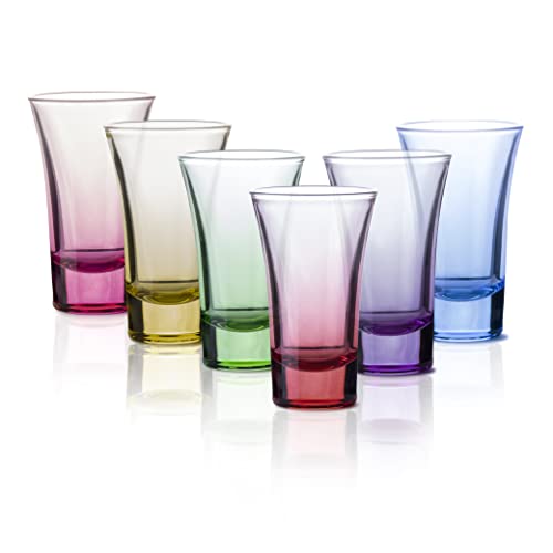 M&N Home Ombre Multicolored Shot Glass Set, 2 Oz Set of 6 Shot Glasses, Whiskey Glasses, Tequila Shot Glasses, Cocktail Glasses, Shot Glasses for Vodka, Spirits & Liquor (Gradient Multicolored Set) | The Storepaperoomates Retail Market - Fast Affordable Shopping