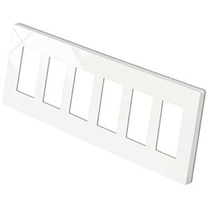 BESTTEN 6-Gang Screwless Wall Plate, USWP4 White Series Decorator Outlet Cover, for Light Switch, Dimmer, GFCI, USB Receptacle, H4.69” x L11.75”