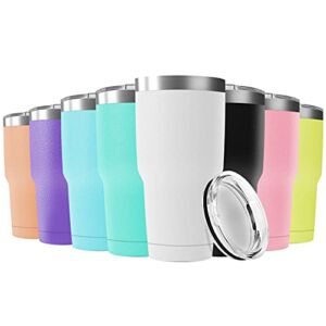 Deitybless 30oz Stainless Steel Travel Mug with Lid, 8 Pack Double Wall Vacuum Insulated Bulk Tumbler, Powder Coated Coffee Cup Suitable for Vehicle Cup Holders(Assorted Colors)
