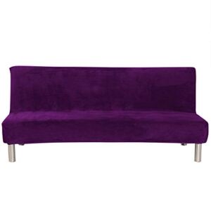 MIFXIN Armless Sofa Bed Cover Stretch Velvet Plush Futon Slipcover Folding Couch Non-Armrest Sofa Furniture Protector for 3 Seater Full Size Black Folding Sofa Bed Without Armrests (Purple)
