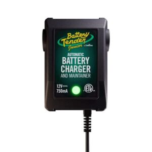 Battery Tender Junior 12V Charger and Maintainer: Automatic 12V Powersports Battery Charger and Maintainer for Motorcycle, ATVs, and More – Smart 12 Volt, 750mA Battery Float Chargers – 021-0123