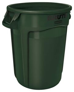 Rubbermaid Commercial Products FG263200DGRN BRUTE Heavy-Duty Round Trash/Garbage Can, 32-Gallon, Green