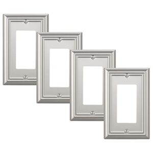 DEWENWILS 4-Pack Metal Wall Outlet Cover, Decorator Wall Plates for Receptacle, GFCI Outlet, Dimmer Switch, Satin Nickel