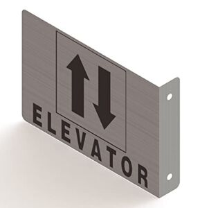 Elevator Projection Sign- Elevator 3D Sign (Silver- Brush Aluminium, 7X10, 90D Sign)-ESPECTADORA LINE