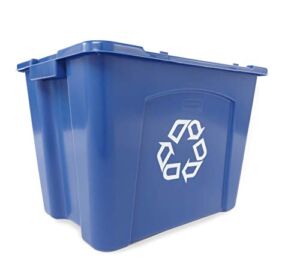Rubbermaid Commercial Products, Recycling Bin/Box for Paper and Packaging, Stackable, 14 GAL, for Indoors/Outdoors/Garages/Homes/Commercial Facilities, Blue (FG571473BLUE)