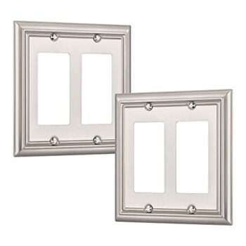 DEWENWILS Double Decorator Wall Plates, Brushed Nickel Outlet Covers, Metal Face Plates for Electrical Outlets, GFCI, Dimmer Switch, 2-Pack | The Storepaperoomates Retail Market - Fast Affordable Shopping