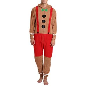 SLEEPHERO Adult Onesie for Men Adult Christmas Onesies Novelty Holiday Onesie Christmas Pajamas Jolly Gingerbread Man X-Large