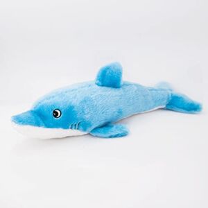 ZippyPaws – Jigglerz Tough Stuffing Squeaky Plush Dog Toy, Ocean Themed Toys – Dolphin