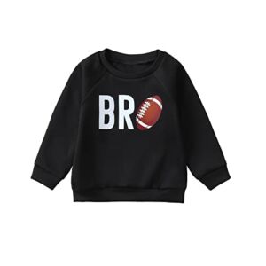 OPAWO Toddler Baby Boys Sweatshirts Funny Bro Letter Print Pullover Long Sleeve Shirt Sweaters Tops Fall Winter Clothes 9M-3T(Football,Black,3T)