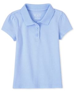 The Children’s Place Baby Girls and Toddler Girls Short Sleeve Pique Polo, Daybreak, 4T