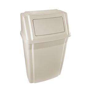 Rubbermaid Commercial Products Profile Wall Mount Trash/Garbage Can/Bin, 15 GAL, for Corridors/Washrooms/Schools/Kitchens, Beige (FG782200BEIG)