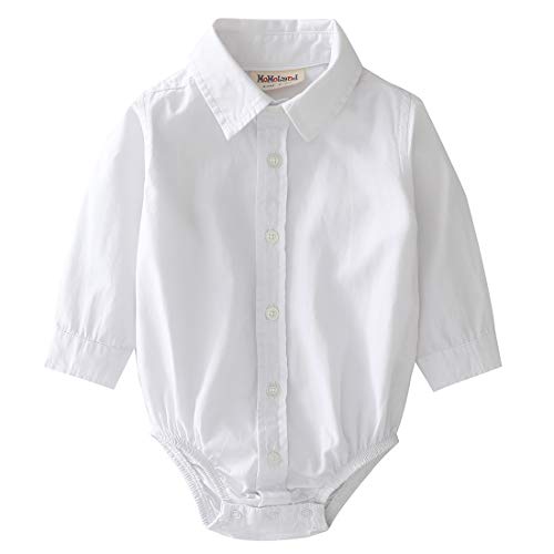 MOMOLAND Infant Baby Boys Plaid Bodysuit Woven Shirt Button Up Long Sleeves Navy (White, 12-18 Months) | The Storepaperoomates Retail Market - Fast Affordable Shopping