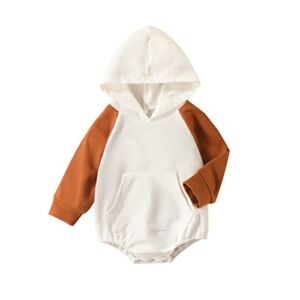 Organic Thermal Shirt Newborn Infant Baby Boy Girl Fall Clothes Oversized Hooded Pullover Boy Baby (Coffee, 0-6 Months)
