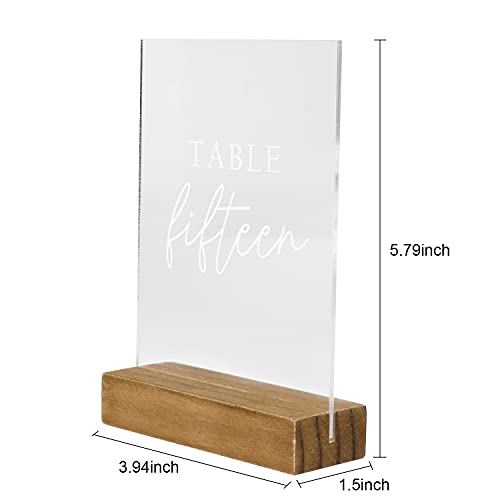 Hanna Roberts Modern Table Number Acrylic Signs with Wood Stand for Wedding Reception, Restaurant, Event Party, 3.9″ x 1.5″ x 5.8″ (Set of 5, 11-15) | The Storepaperoomates Retail Market - Fast Affordable Shopping