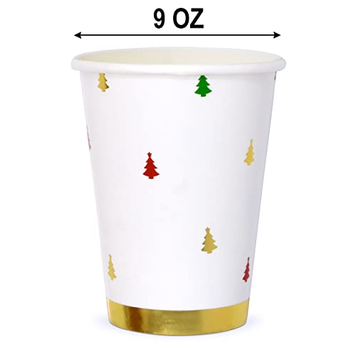 50 Disposable Christmas Cups 9 Oz. Paper Dinner Drinking Cup in Elegant Xmas Tree Design with Gold Foil Winter Beverage Drink Dinnerware for Festive Holiday Tableware Party Supplies Decorations | The Storepaperoomates Retail Market - Fast Affordable Shopping