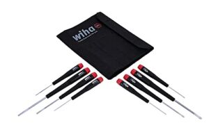 Wiha 26199 Slotted and Phillips Screwdriver Set in Rugged Canvas Pouch, 8 Piece
