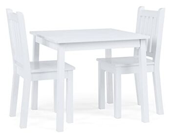 Humble Crew, White Kids Wood Square Table and 2 Chairs Set | The Storepaperoomates Retail Market - Fast Affordable Shopping