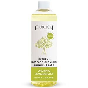 Puracy All Purpose Cleaner Concentrate, Makes 1 Gallon, Organic Lemongrass, Natural Multipurpose Cleaner for Streak-Free Household Surfaces