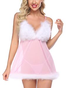 Santa Lingerie Christmas Costume Lace Holiday Lingerie A-pink