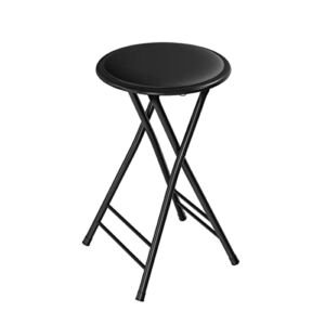 24-Inch Counter Height Bar Stool – Backless Folding Chair with 300lb Capacity for Kitchen, Recreation Room, or Game Room by Trademark Home (Black) Set of 1