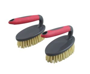 All Purpose Cleaning Kitchen Bathroom Scrub Brush Easy Soft Grip Handle 2 Pack