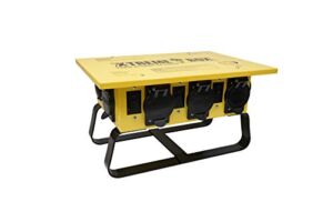 Southwire 019703R02 19703R02 Distribution Featuring 6 Straight Blade 1 Twist-Lock 30 Receptacle A Stackable, Portable Power Distributor Box for 50 amp, 125/250 Volt, 12,000 Watt, Yellow