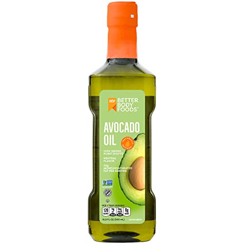 BetterBody Foods Refined Avocado Oil, Non-GMO Cooking Oil, Kosher, Keto and Paleo Diet Friendly, for High-Heat Cooking, Frying, Baking, 100% Pure Avocado Oil, 500 mL, 16.9 Fl Oz | The Storepaperoomates Retail Market - Fast Affordable Shopping