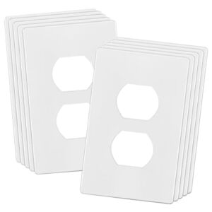 ENERLITES Screwless Duplex Wall Plates, Child Safe Receptacle Outlet Covers, Size 1-Gang 4.68″x 2.93″, Unbreakable Polycarbonate Thermoplastic, UL Listed, SI8821-W-10PCS, Glossy, White, 10 Pack