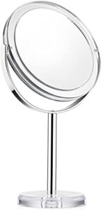 Makeup Mirrors Make-up Mirror Table Mirror with 1/10-fold Magnification, Double-Sided & 360 ° swiveling for Make-up, Shaving, Facial Care in The Living Room, Cosmetic Studio, Jewelry Store