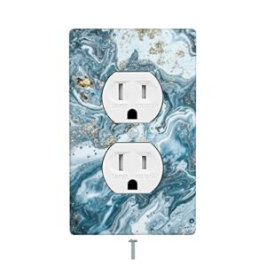Blue Gold Marble Duplex Electrical Receptacle Outlet Covers Modern 1 Gang Wall Plate Decorative Switch Plate Outlet Cover for Home Kitchen Bathroom Accessories & Decor