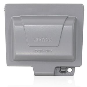 Leviton IUM1H-GY Extra Duty Outlet Hood 1-Gang GFCI or Duplex Receptacle or Single Receptacle Horizontal Mount