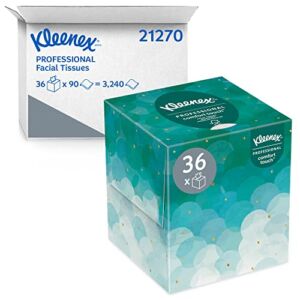 Kleenex Professional Facial Tissue Cube for Business (21270), Upright Face Tissue Box, 36 Boxes/Case, 95 Tissues/Box, 3,420 Tissues/Case
