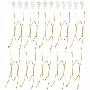 Fasunry 10 Pack Plate Hangers, 6 Inch Wall Plate Hangers and 12 Pack Wall Hooks, Compatible 6 to 7.5 Inch Decorative Plates, Antique China, Antique Plates and Arts