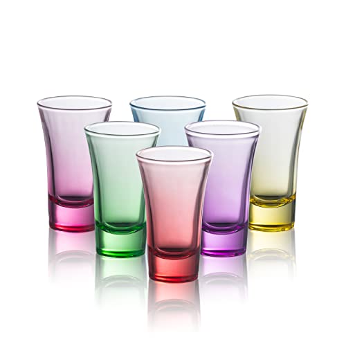 M&N Home Ombre Multicolored Shot Glass Set, 2 Oz Set of 6 Shot Glasses, Whiskey Glasses, Tequila Shot Glasses, Cocktail Glasses, Shot Glasses for Vodka, Spirits & Liquor (Gradient Multicolored Set) | The Storepaperoomates Retail Market - Fast Affordable Shopping