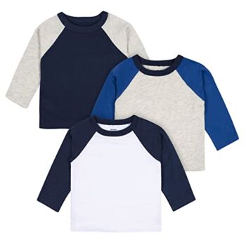 Gerber Baby Boys’ 3-Pack Long Sleeve Baseball Tees, Blue & Gray, 6-9 Months | The Storepaperoomates Retail Market - Fast Affordable Shopping