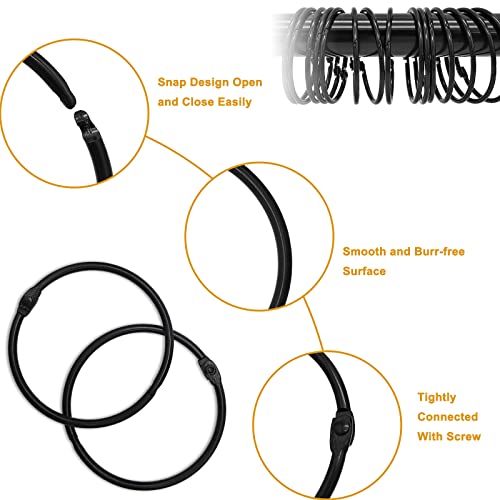 Shower Curtain Hooks Rings,24 Pcs Rustproof Metal Shower Hooks for Shower Curtain,Glide Smoothly Round Shower Rings for Curtain,Shower Curtain Rings for Bathroom Shower Rod,Snap Joint Design (Black) | The Storepaperoomates Retail Market - Fast Affordable Shopping