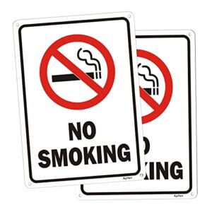 2 Pack No Smoking Sign, No Smoking Metal Reflective Signs – 10 x 7 .040 Rust Free Heavy Duty Aluminum sign – UV Printed With Professional Graphics – Easy To Mount – Indoor & Outdoor Use