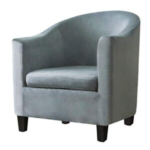 XIANYU 2 Pieces Tub Chair Covers,Spandex Velvet Tub Chair Slipcovers,Stretch Stylish Furniture Tub Chair Slipcover Furniture Protector Cover Sofa Slipcover for Tub Chair (Stone Blue)