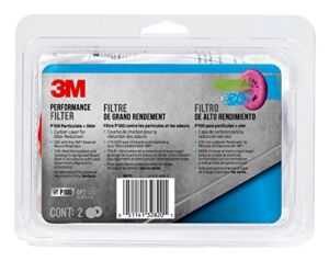 3M P100 Particulate Filter with Nuisance Level Organic Vapor Release, Removal Of Lead Paint And Mold, 2 Pack