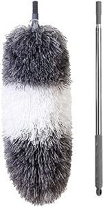 BOOMJOY Microfiber Duster Set with Extension, 2 Packs, Large 100″, Small 32″, Detachable Bendable Head, Scratch-Resistant Cover, Extendable Stainless Steel Pole, Washable, Gray