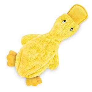 Best Pet Supplies Crinkle Dog Toy for Small, Medium, and Large Breeds, Cute No Stuffing Duck with Soft Squeaker, Fun for Indoor Puppies and Senior Pups, Plush No Mess Chew and Play – Yellow