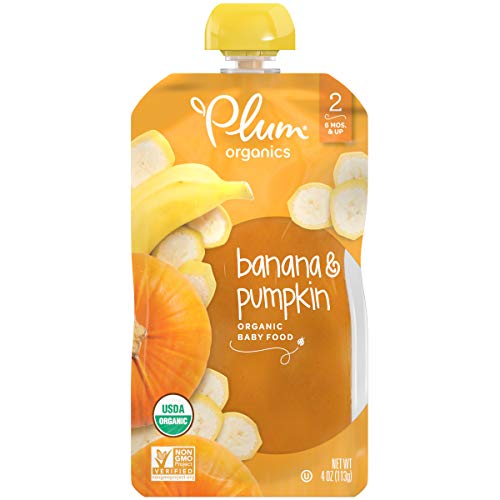 Plum Organics Baby Food Pouch | Stage 2 | Banana and Pumpkin | 3.5 Ounce | 12 Pack | Fresh Organic Food Squeeze | For Babies, Kids, Toddlers | The Storepaperoomates Retail Market - Fast Affordable Shopping